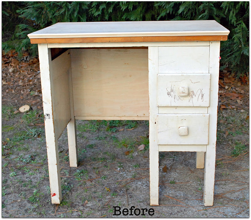 Life as a Thrifter Old Wooden Children's Desk