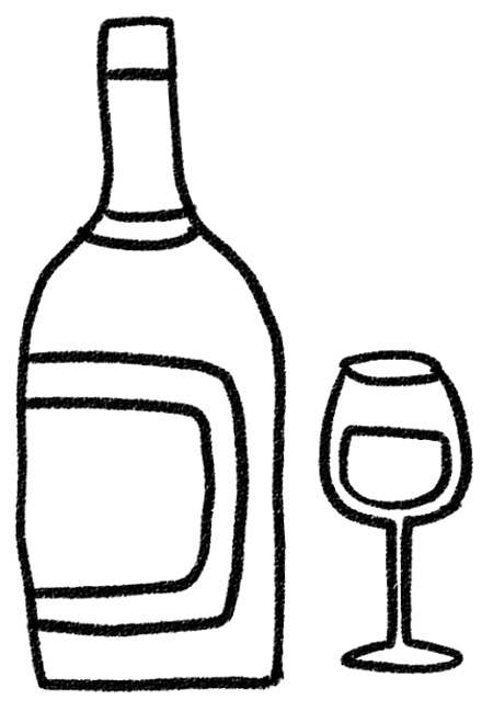 白ワインのイラスト ボトルとグラス ゆるかわいい無料イラスト素材集