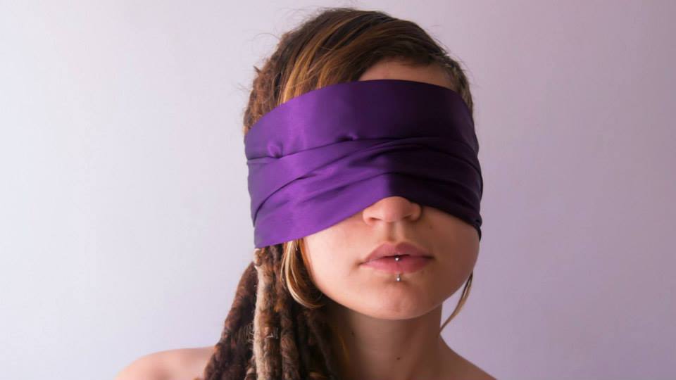 Lesbian blindfolded tied