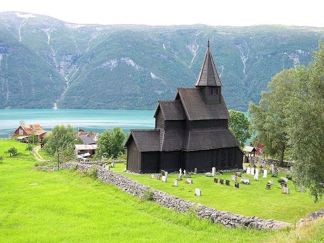 On the shores of the Sognefjord is the Urnes Stave Church, Norway's oldest.