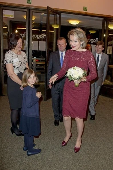 Queen Mathilde of Belgium attended a gala concert of "Young Belgian Strings" which is an orchestra consisting of young talented people from conservatories and music schools at Flagey Concert Hall