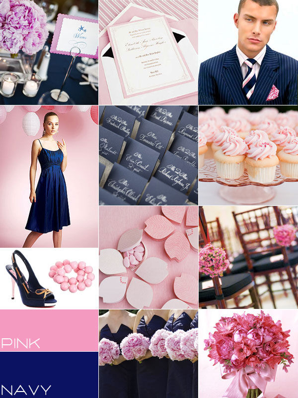 navy blue and pink wedding outfits