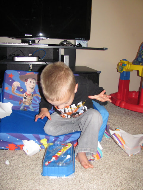 A tooth brush for his 3rd birthday! He was so excited!