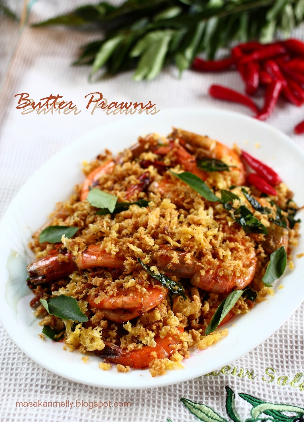 Masakan Melly Butter Prawns Chinese Style With Egg Floss