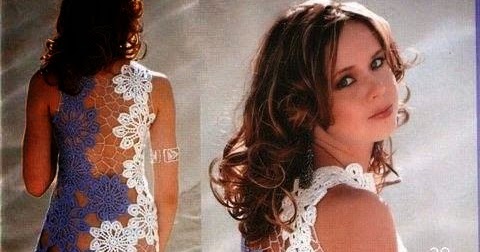 Bellísimo vestido al crochet con diseño floral | Crochet y Dos agujas