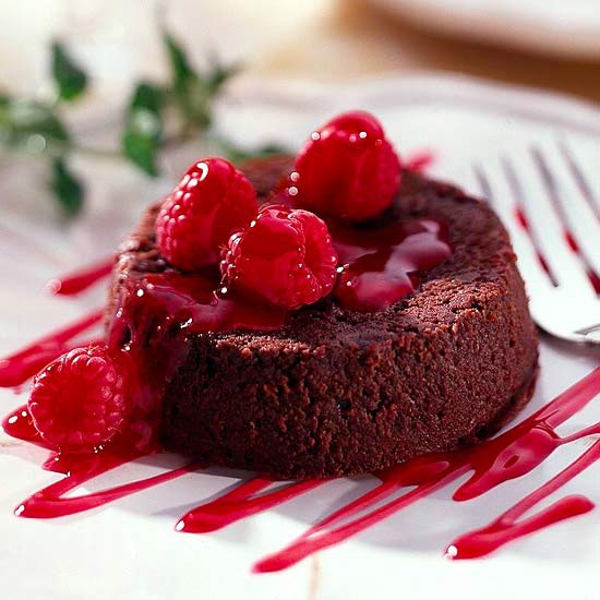My Favorite Things Chocolate Cakes with Raspberry Sauce