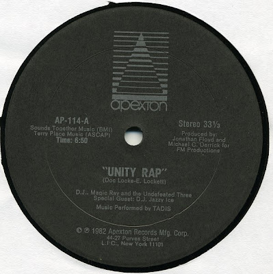 D.J. Magic Ray And The Undefeated Three ‎– Unity Rap (1982, 320, 12'')