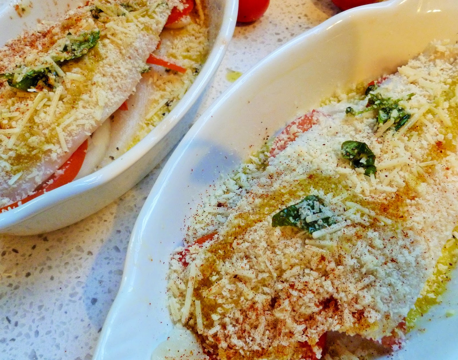 Lindaraxa Flounder Gratin With Tomatoes, Onions And Garlic Pesto