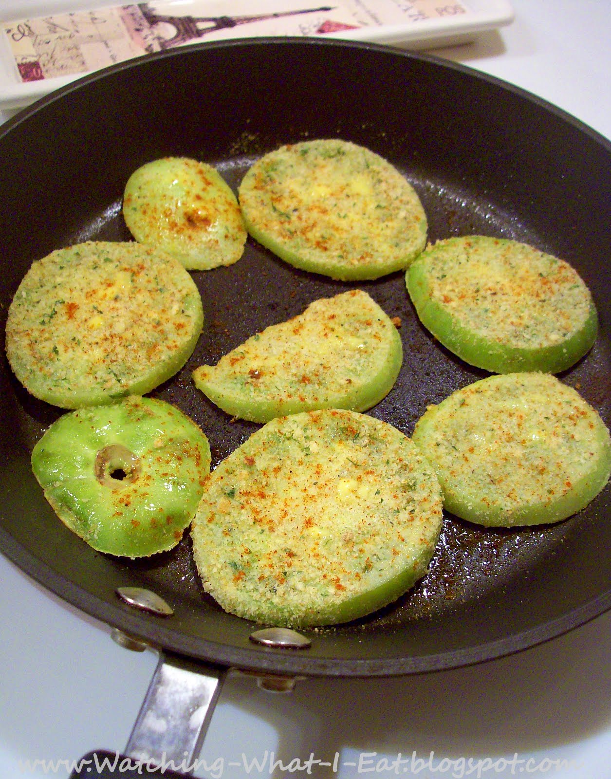 Watching What I Eat: Low-Fat 'Fried' Green Tomatoes ~ Meatless Monday