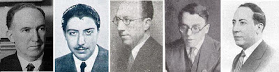 Los ajedrecistas españoles Manuel Golmayo, Rafael Gamonal, Brígido Chamero, Arístides Gromer y Martín de Ortueta