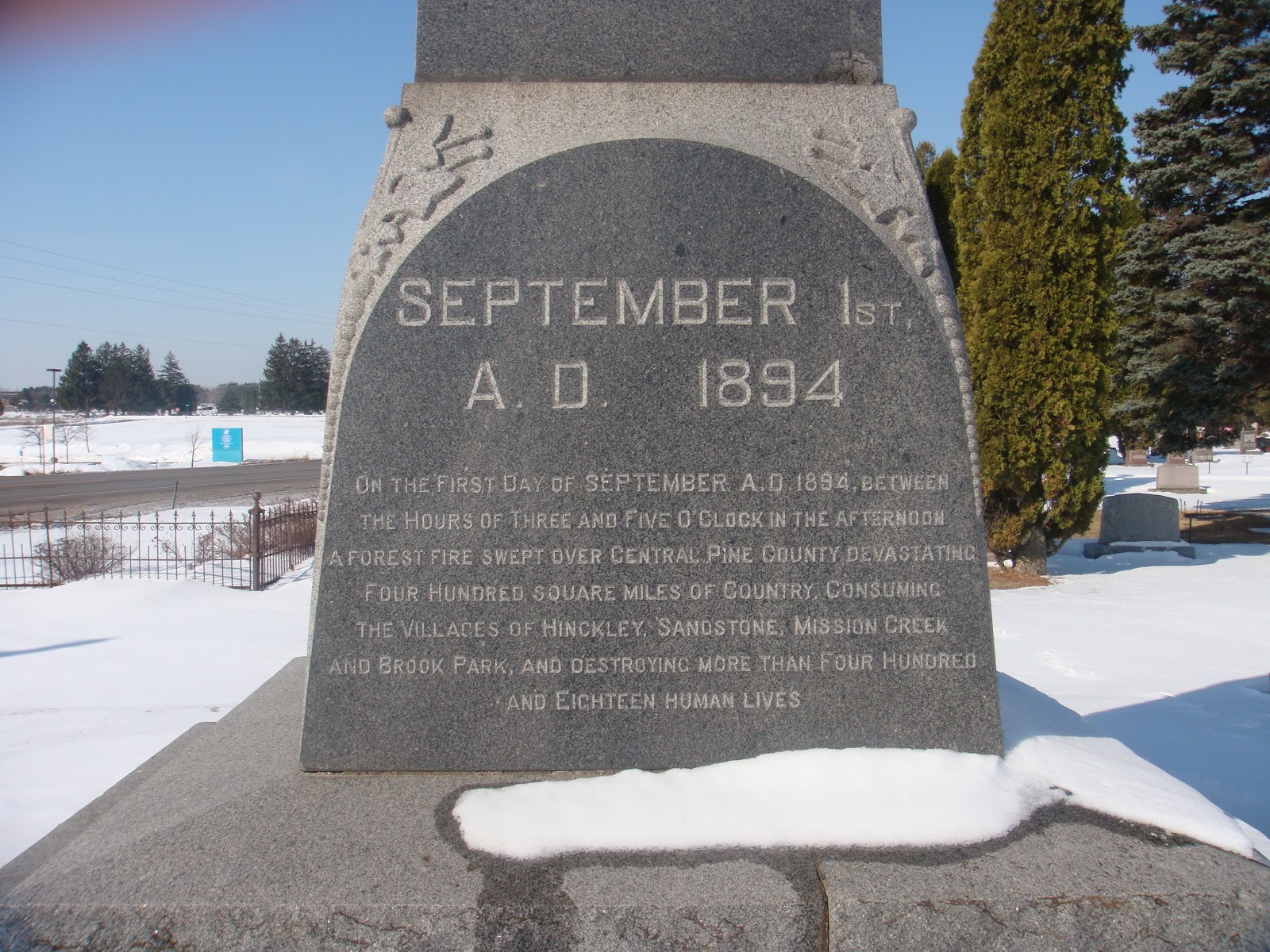 Minnesota Cemeteries Hinckley Fire 1894, (Pine County) Hinckley, Minnesota