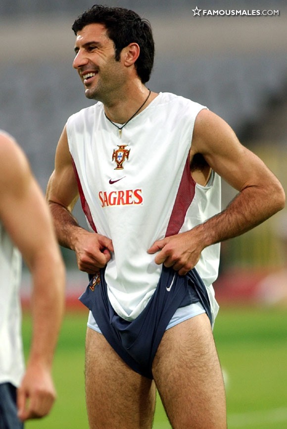 soccer star Luis Figo's dick slips out