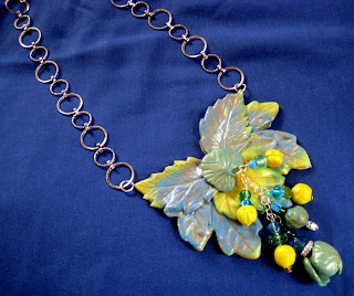Blue and Yellow Leaf Necklace Blue and Yellow Leaf Necklace