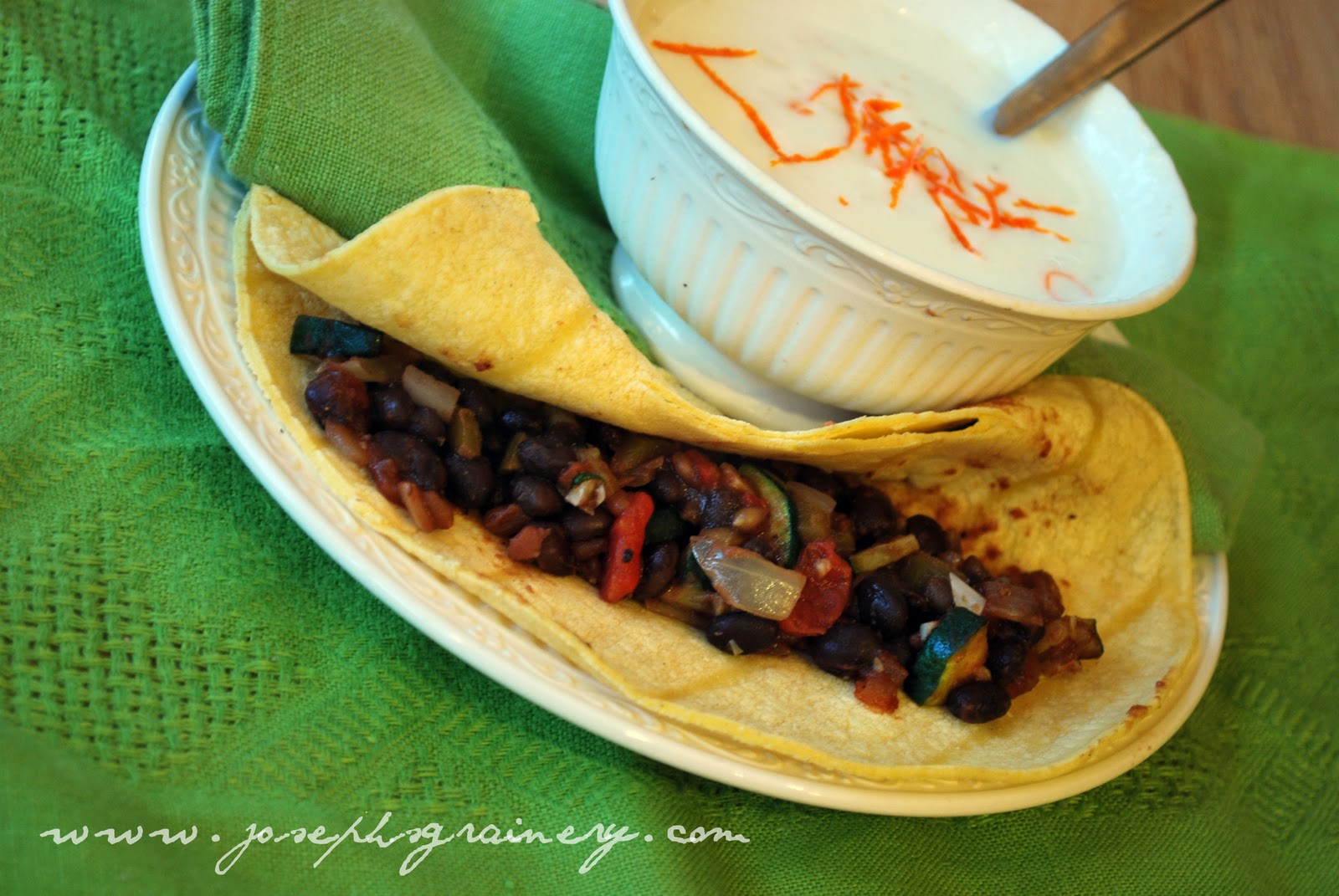 Joseph's Grainery Black Bean, Zucchini and Wheat Berry Tacos