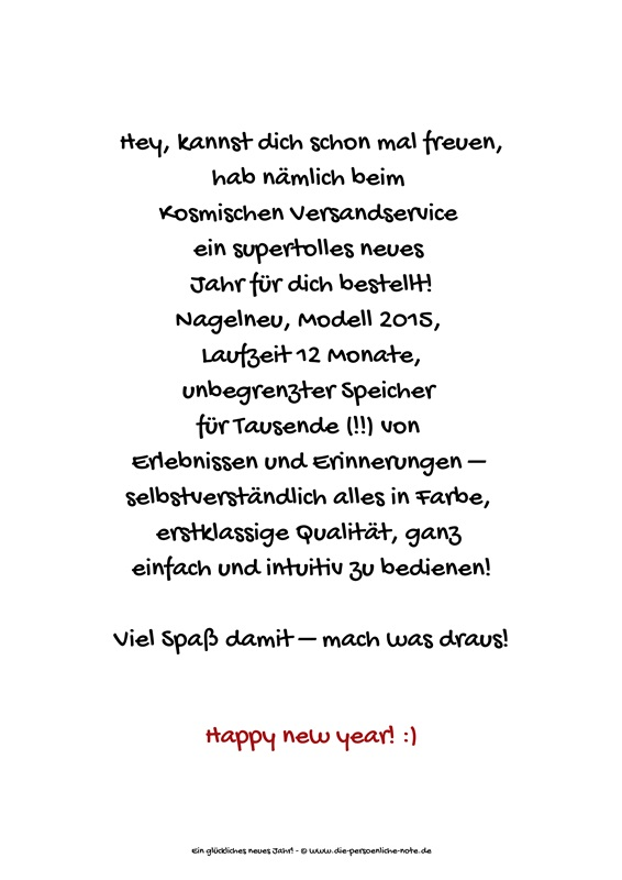 Die Persönliche Note: Frohes neues Jahr 2015! :) | Texte für