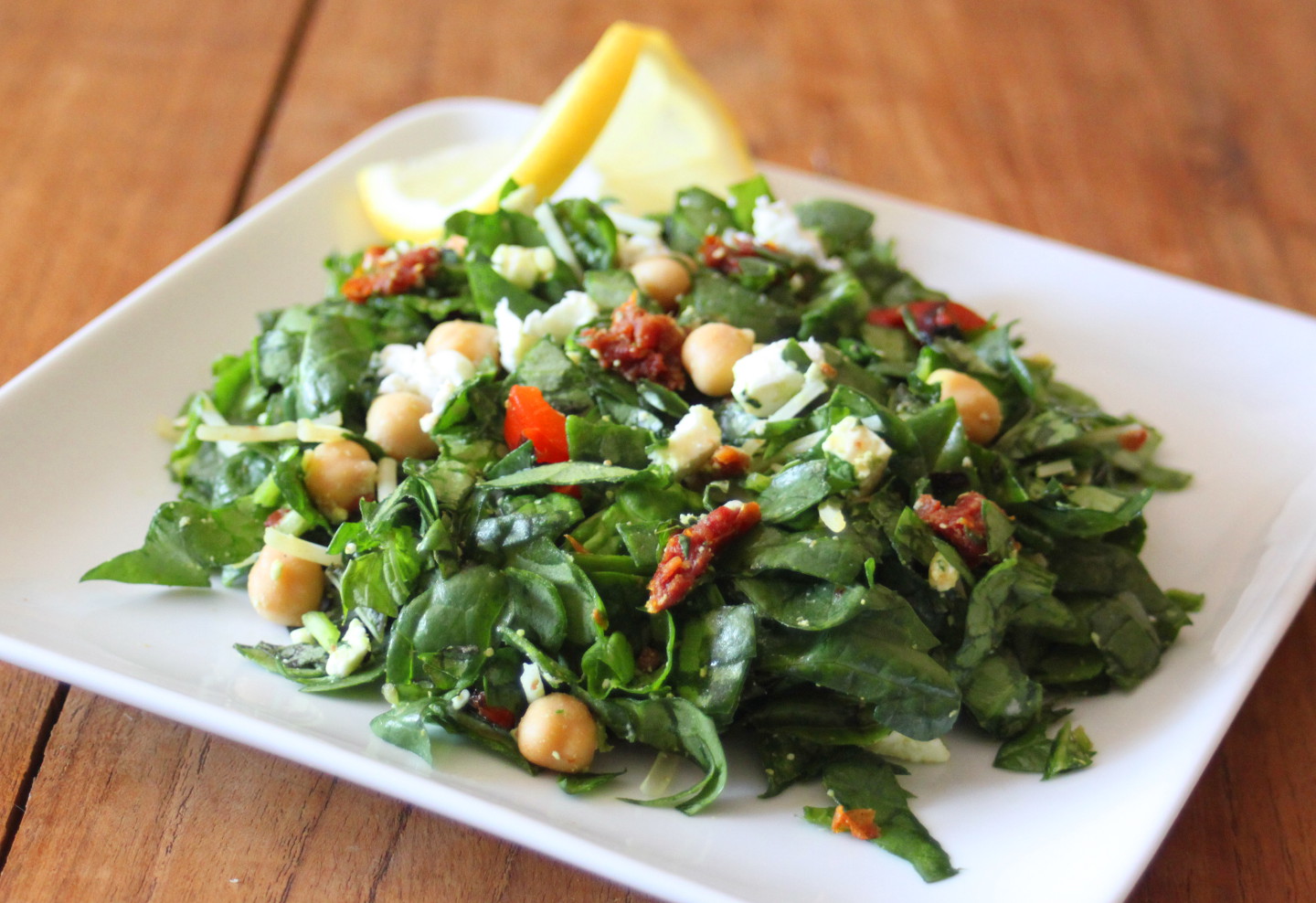 Healthy, Busy Mom Vegetarian Lunch Chopped Mediterranean Spinach