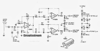 Active Crossover Circuit Diagram with TL074