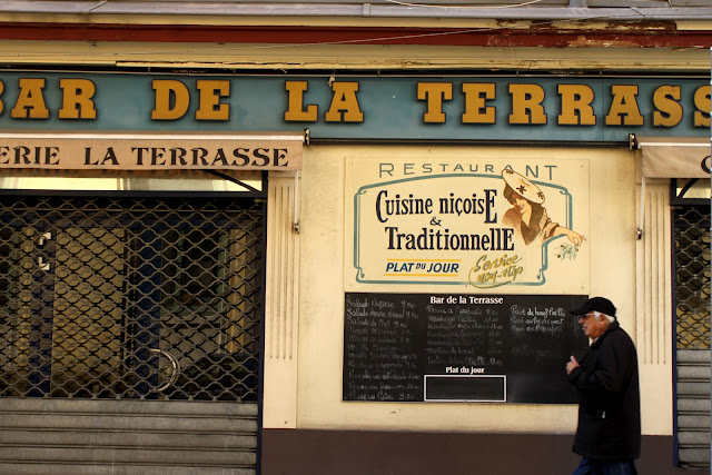 Cuisine Nicoise: many original shop fronts in the Old town.