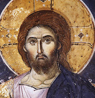 Μανουήλ Πανσέληνος, Ο Χριστός Ένθρονος (λεπτομέρεια) - τοιχογραφία στο Πρωτάτο των Καρυών