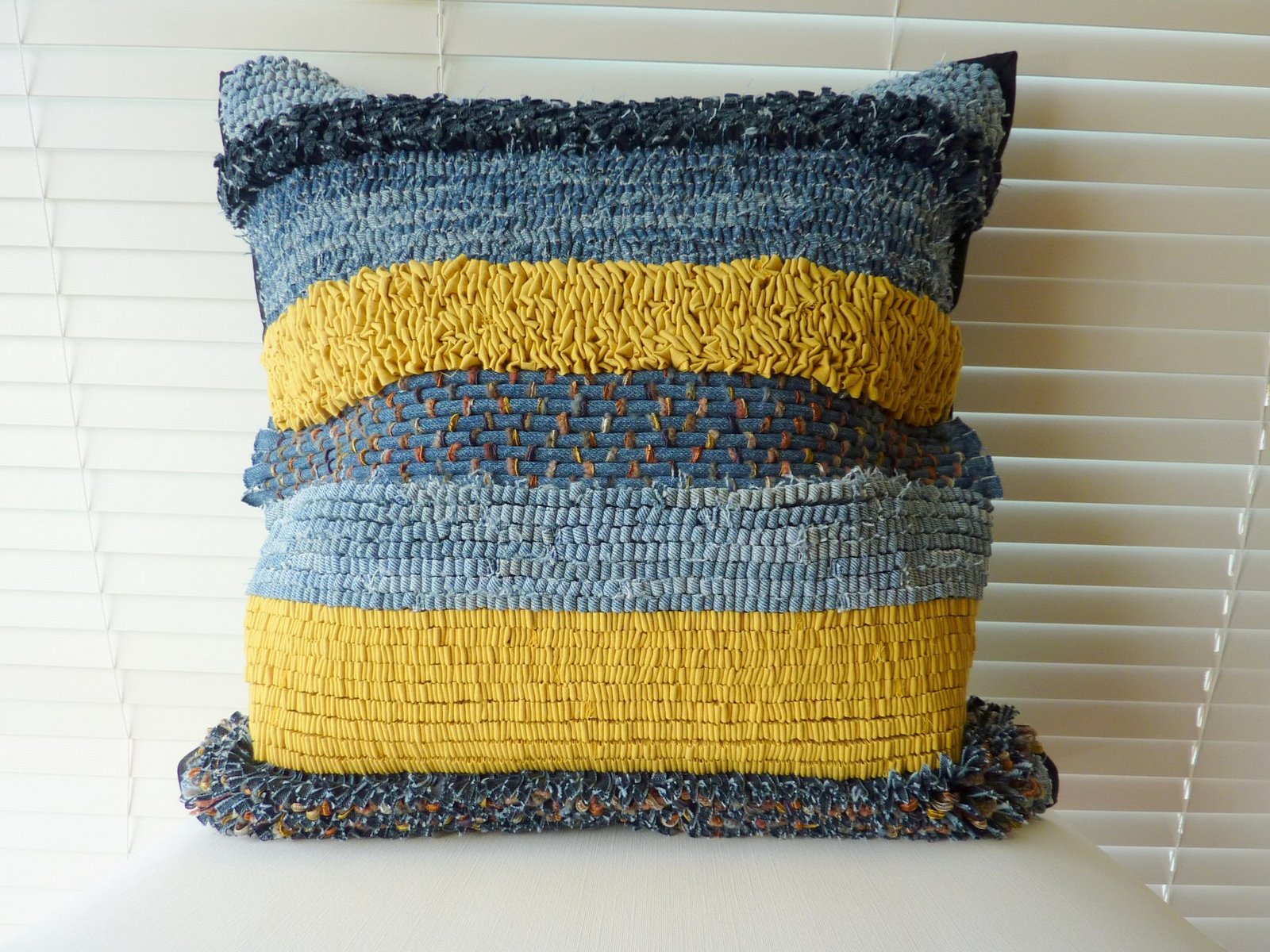V & M Rag Rug, Recycled Denim Cushion
