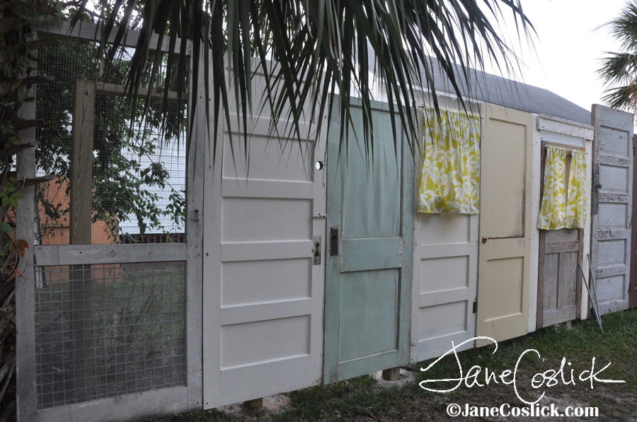 Jane Coslick Cottages : The Recycled Old Doors Picket Fence