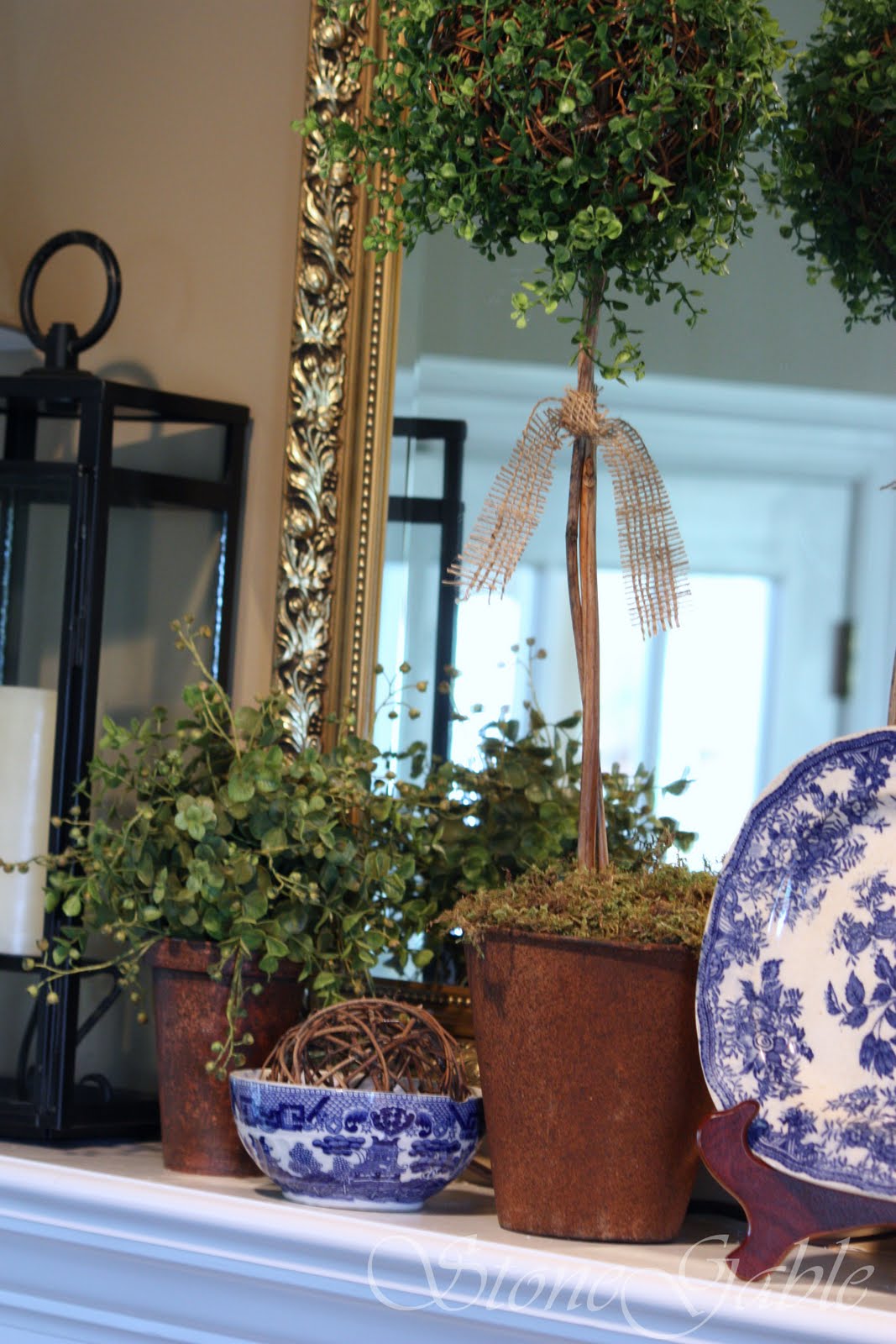 Rustic Summer Topiary StoneGable