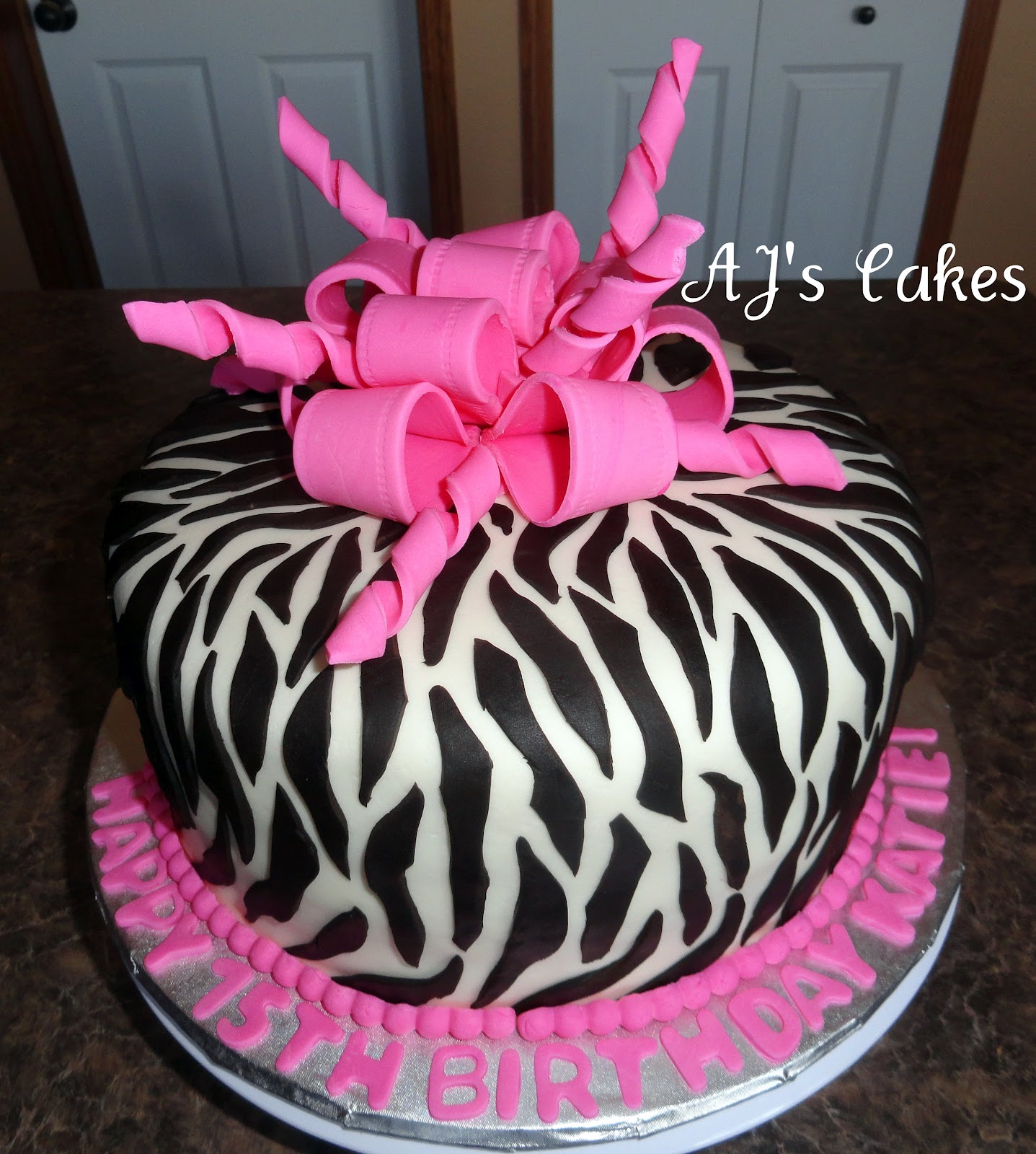AJ's Cakes Pink and Black Zebra Cake