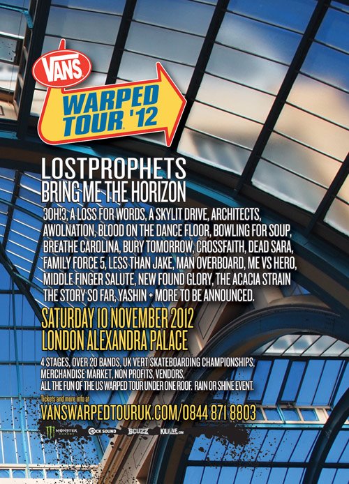 Est.1987 Vans Warped Tour 2012 LONDON Lineup Announcement & 5 Date UK
