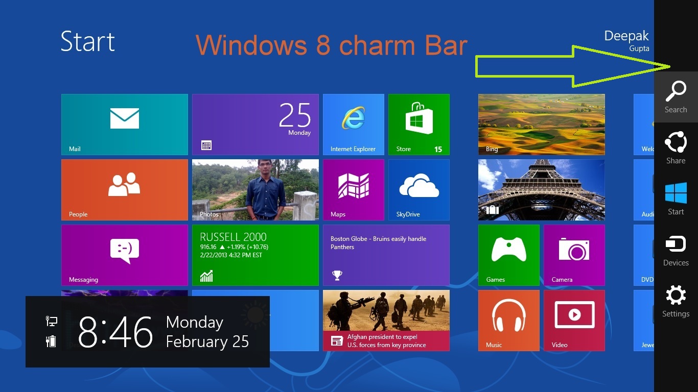 Windows 8 Charm Bar