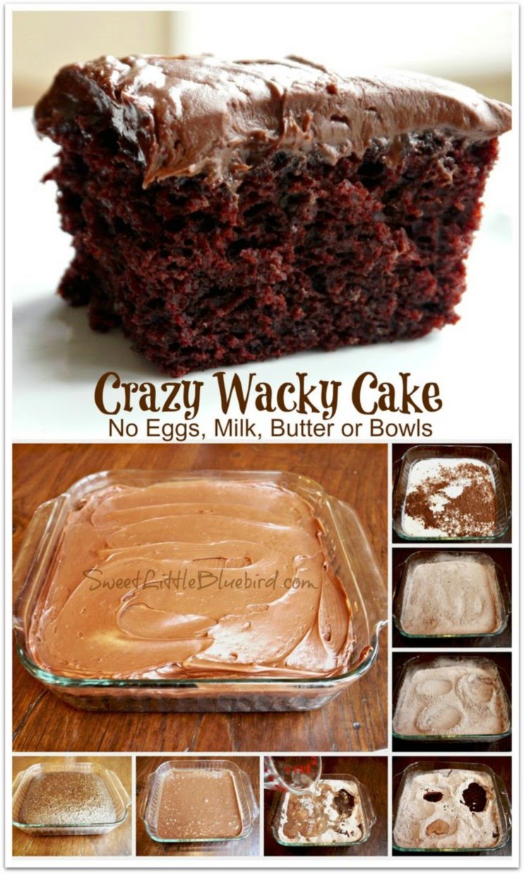 Chocolate Crazy Cake (No Eggs, Milk, Butter or Bowls)