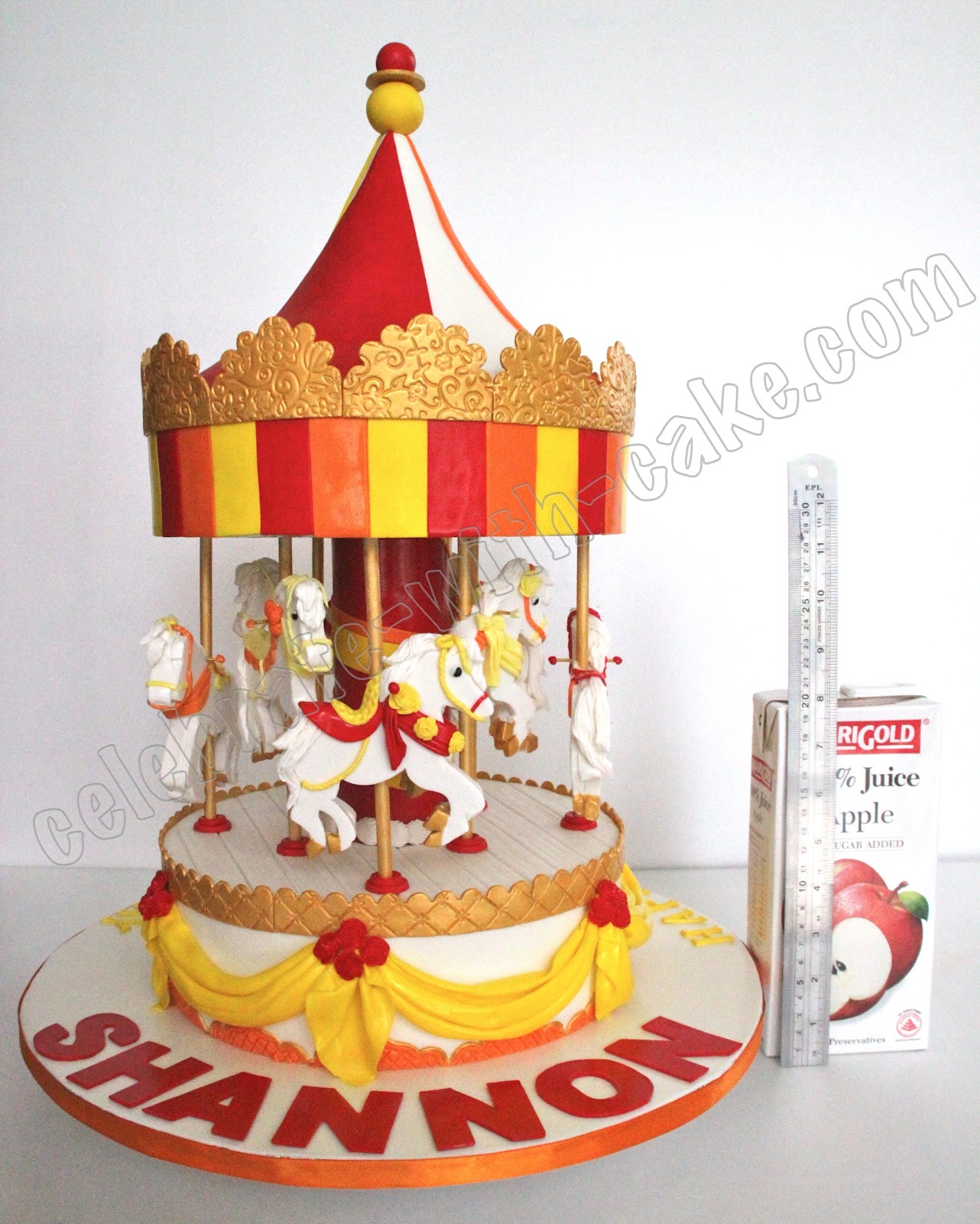 Celebrate with Cake! 1st Birthday Static Carousel Cake