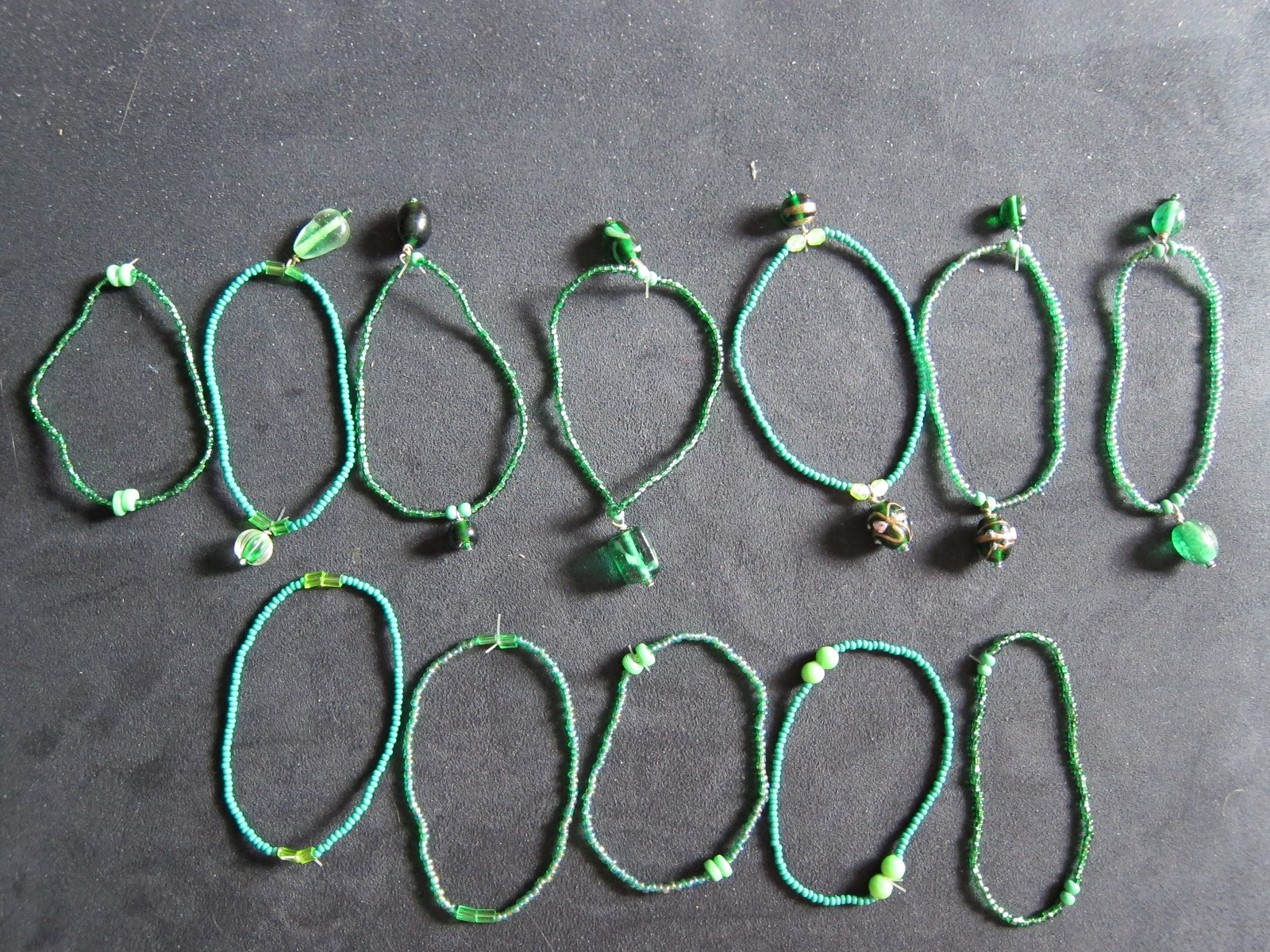 Create Spare Time Stacking Green Bracelets