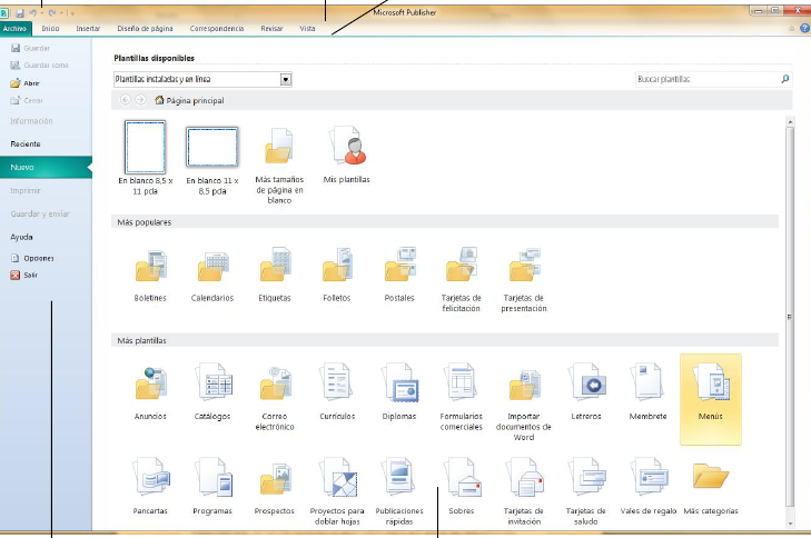 Ventana De Microsoft Publisher 2010
