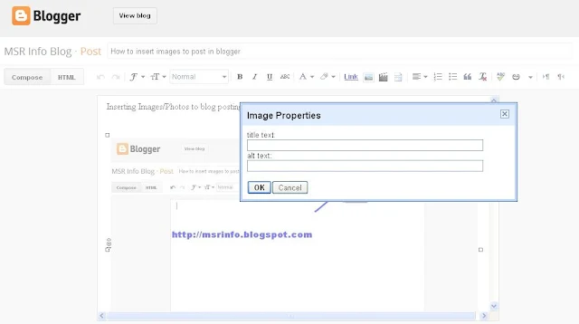 Alt text, Title Text in blogger