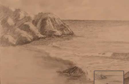How to Draw A Realistic Rocky Beach Scene