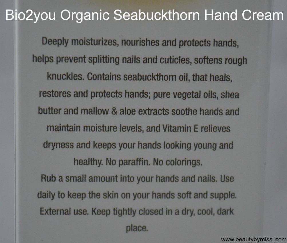 Bio2you Organic Seabuckthorn Hand Cream information