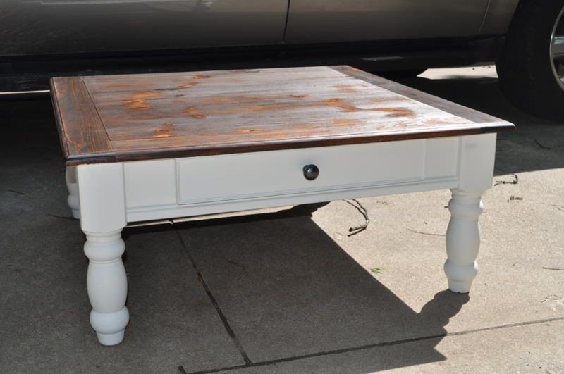 The Painted Paisley Coffee Table {white, stained top}