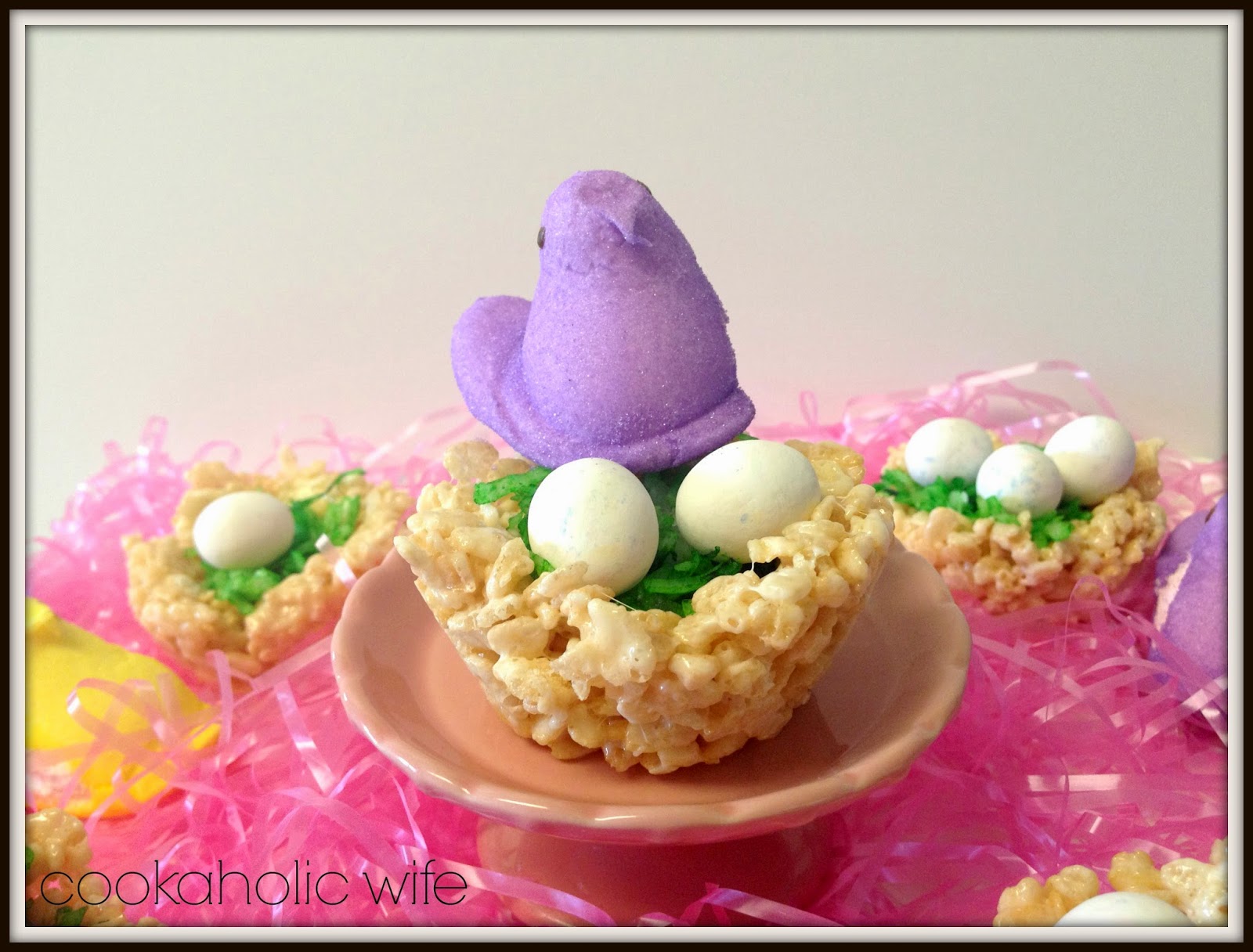 Cookaholic Wife Egg's Nest Rice Krispie Treats