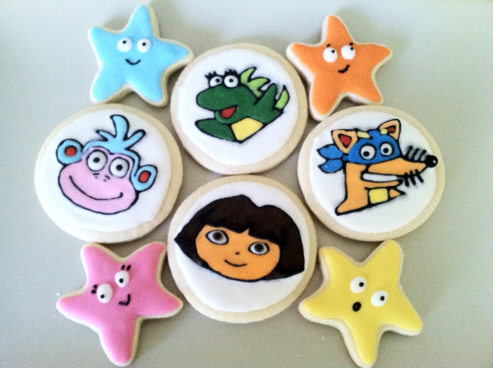 FUN SUGAR COOKIES Dora Explorer sugar cookie, Dora Theme Birthday Party cookies