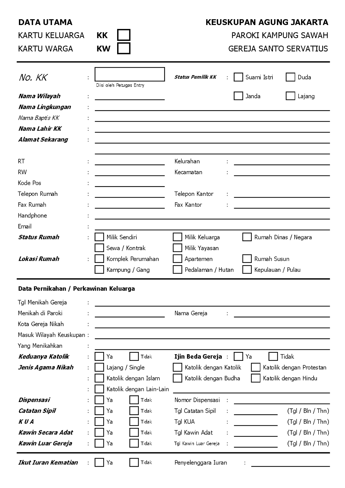 Form Sensus Data KK (Sedang di Revisi yang Baru)