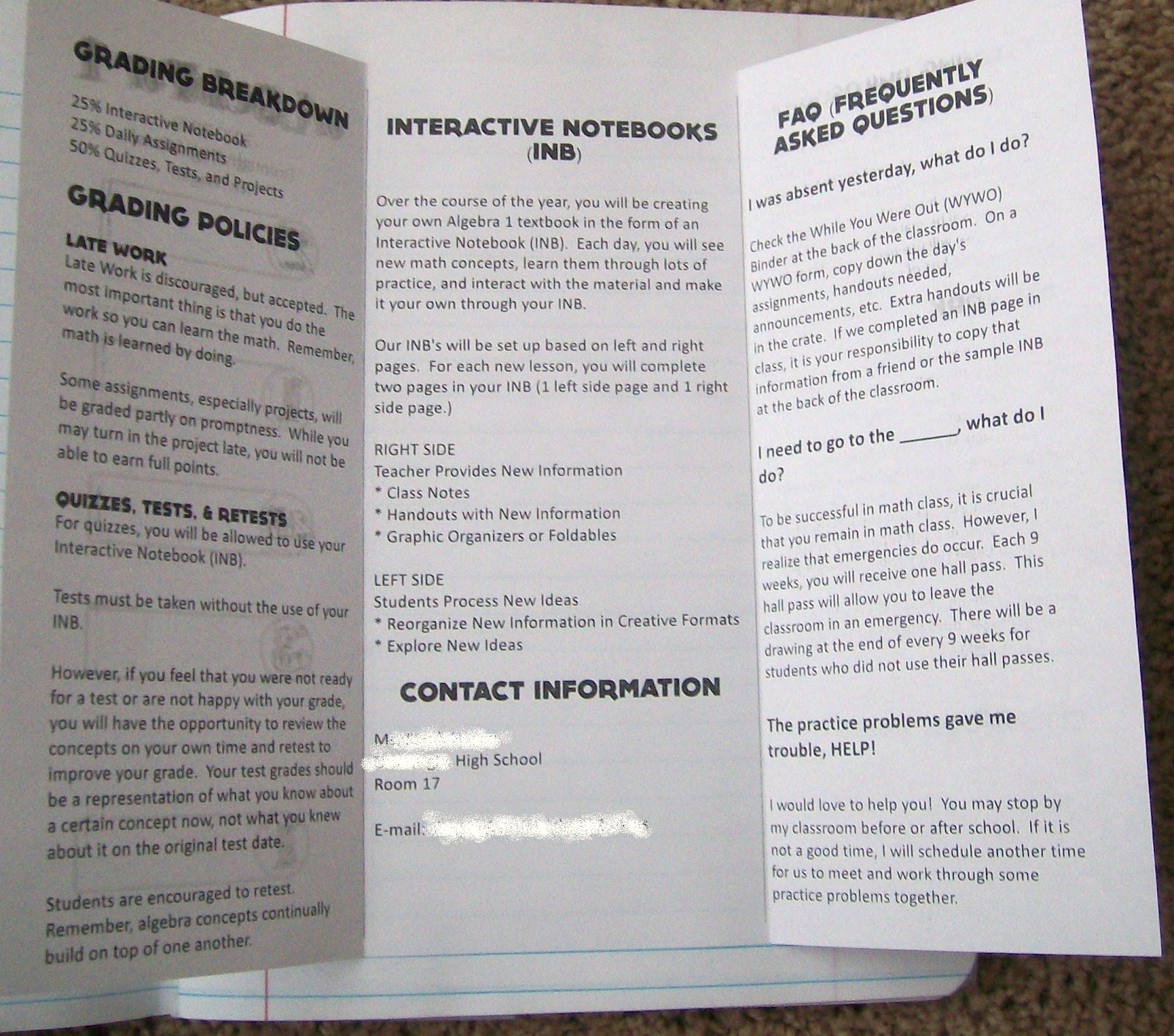 teacher handout template