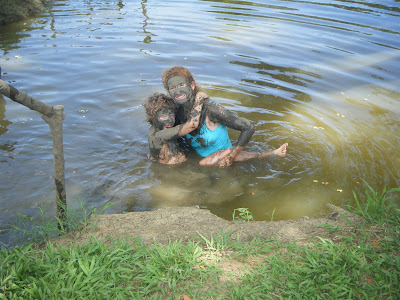 swimming in the mud pool