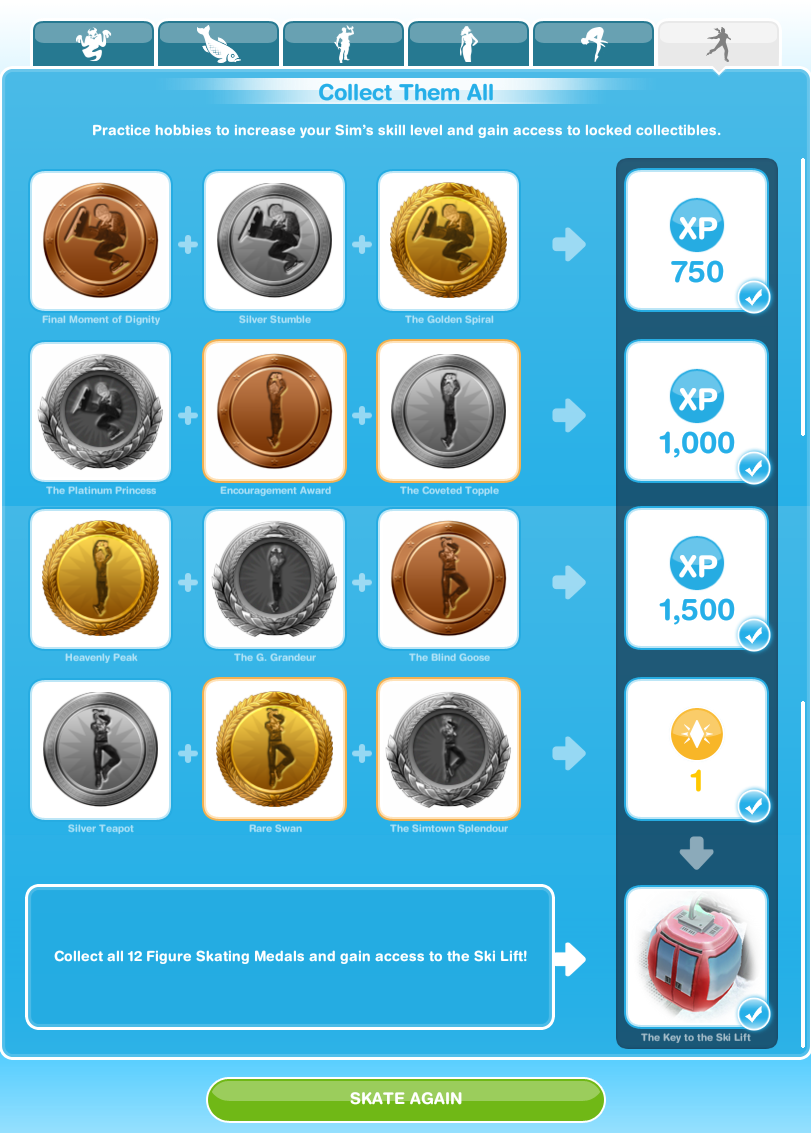 Sims Freeplay Quests and Tips Hobbies Figure Skating
