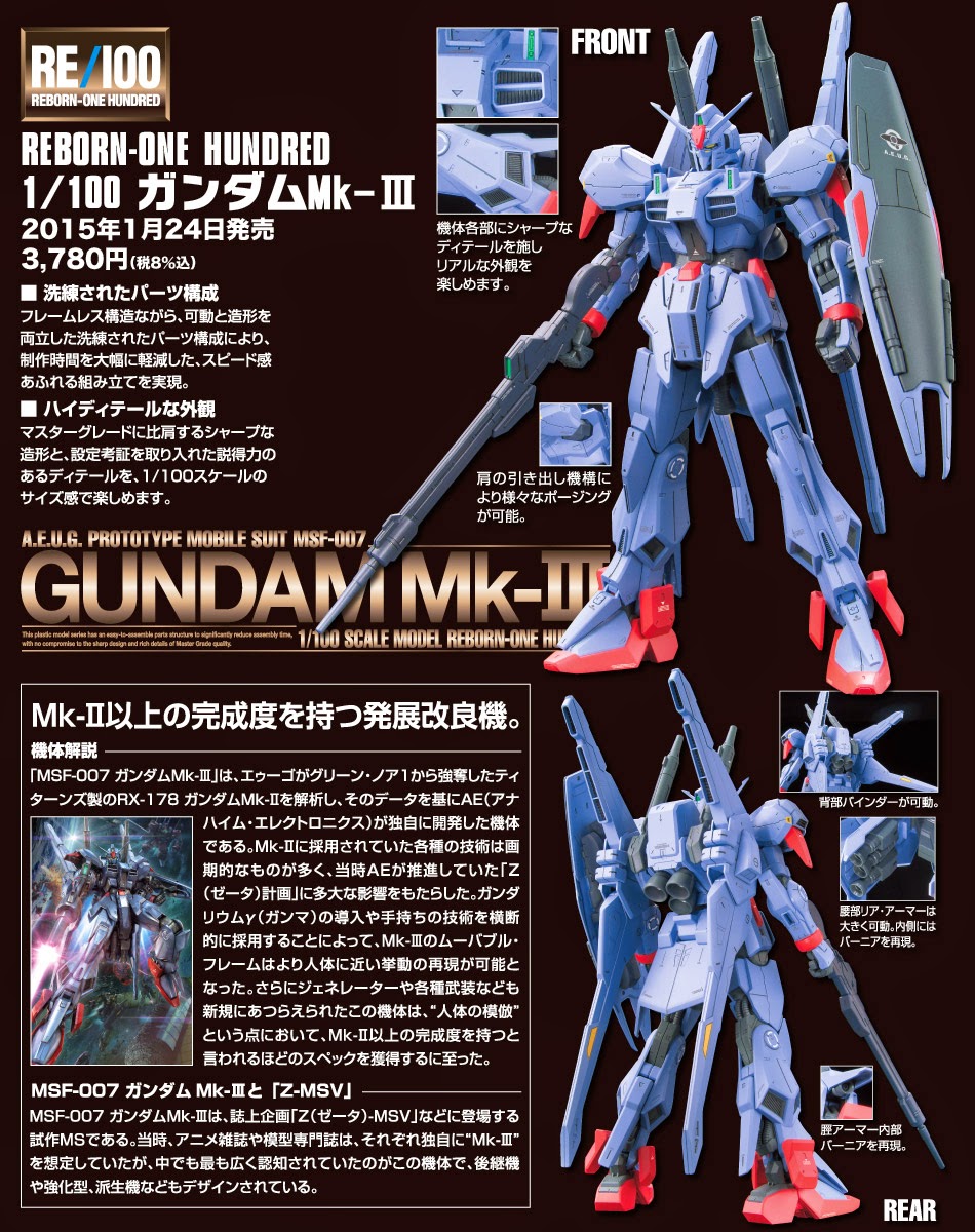 GUNDAM GUY: RE/100 MSF-007 Gundam Mk-III - New Images [Updated 1/9/15]