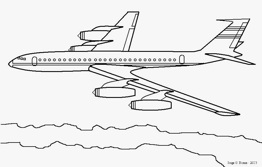 Arte no Paint Desenho para colorir jato Boeing 707 Arte no Paint Desenho para colorir jato Boeing 707