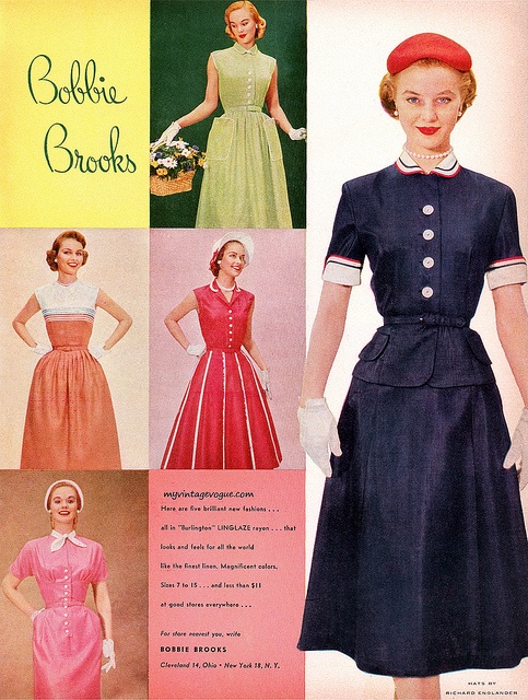 1950s Bobbie Brooks dress advertisement Just Peachy, Darling