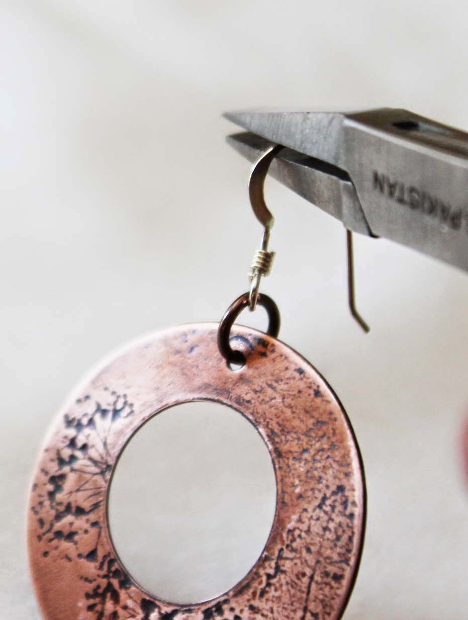 Art Bead Scene Blog Tutorial Tuesday Copper Disc Earrings by Ema Kilroy