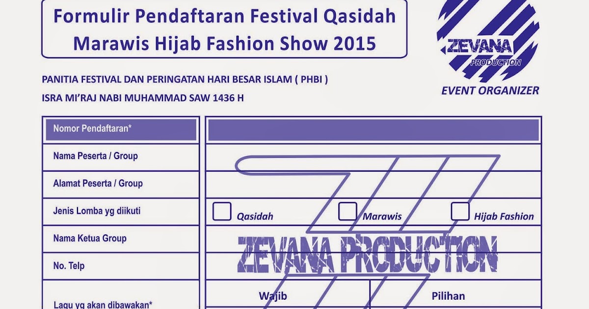 Formulir Pendaftaran Kwitansi Registrasi Qasidah Marawis