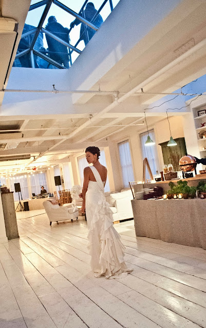 A Model Wedding, bustling a wedding dress at Gary's Lofts