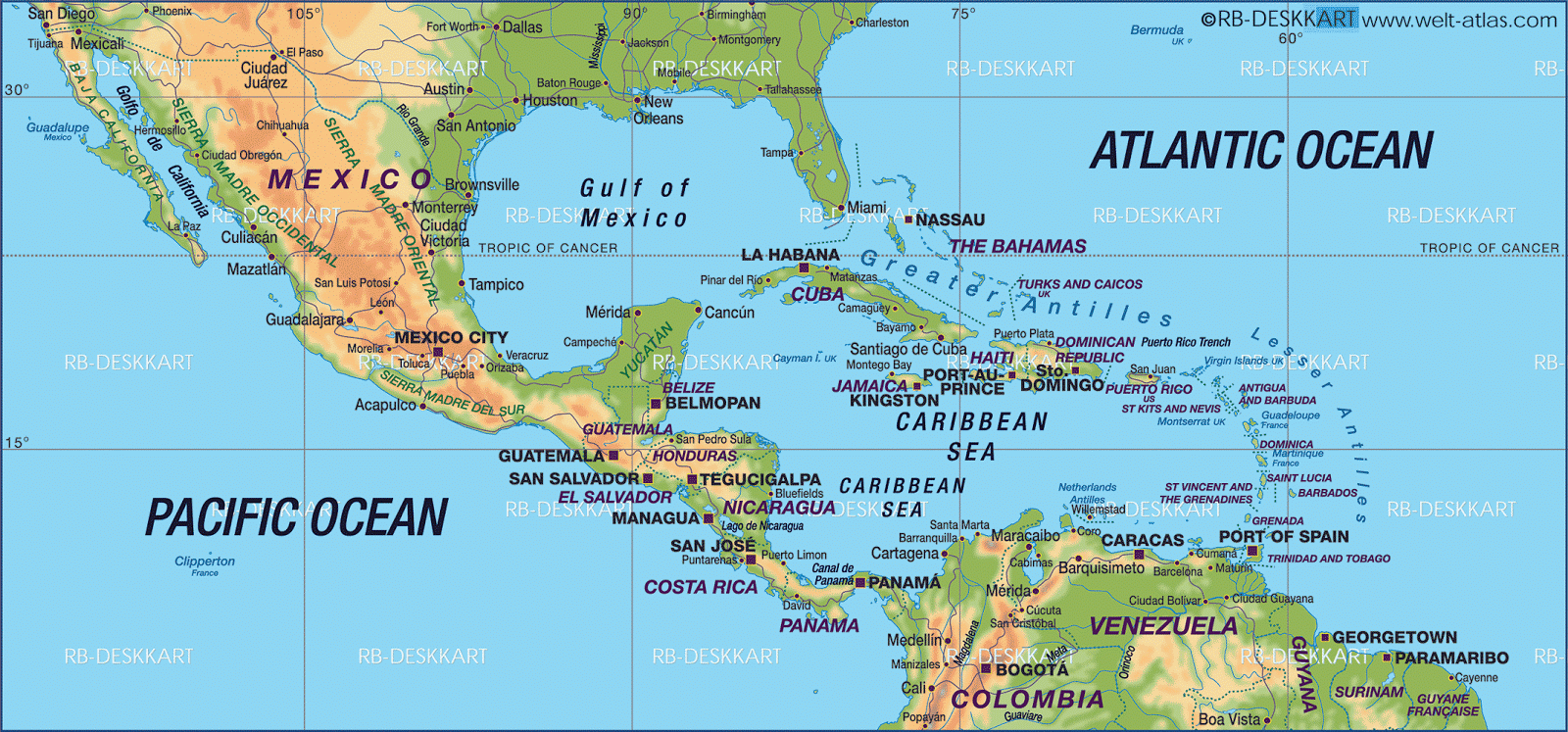 América Central Mapas Geográficos da América Central Enciclopédia Global™